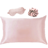 Wholesale Pink Mulberry 22 Momme Silk Pillowcase And Eye Mask And Hair Scrunchies Set