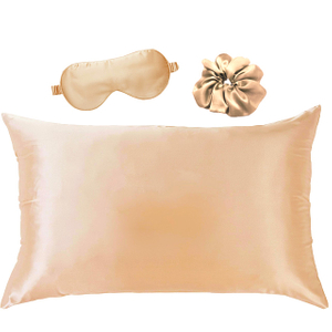 Best Champagne Mulberry Silk Pillowcase And Eye Mask And Hair Scrunchie Set