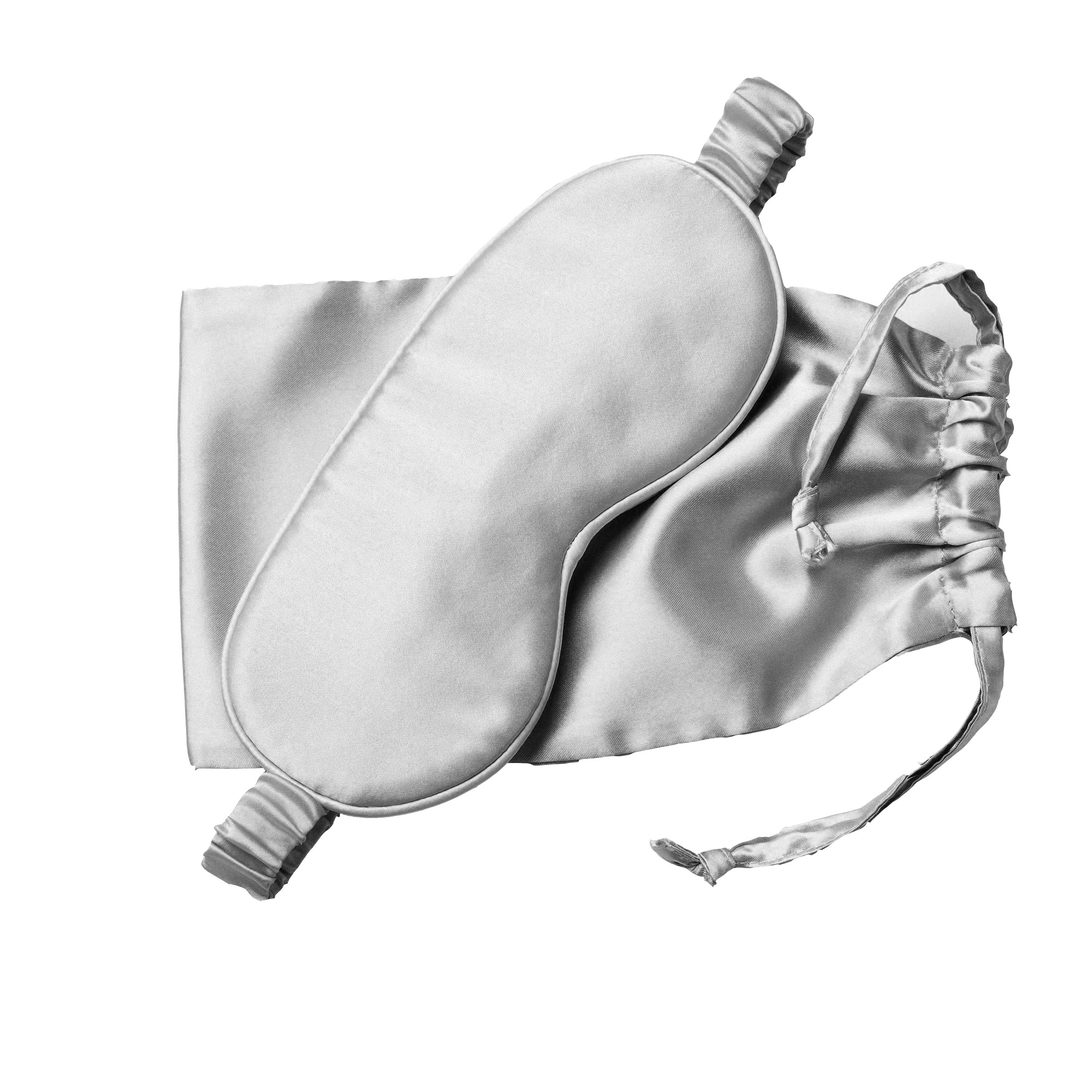 Beauty of Orient Silver Silk Pillowcase And Eye Mask And Hair